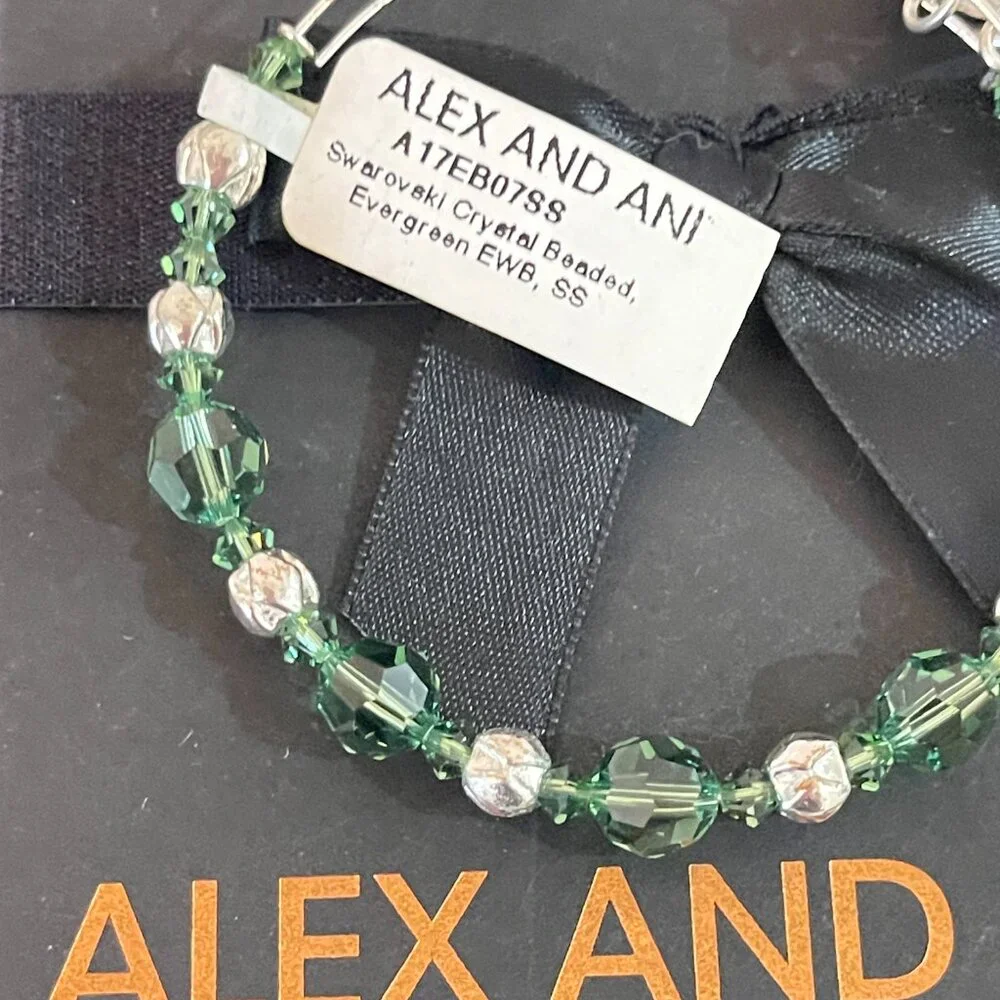 New Alex And Ani Bracelet Evergreen Swarovski Crystals Silver NWT